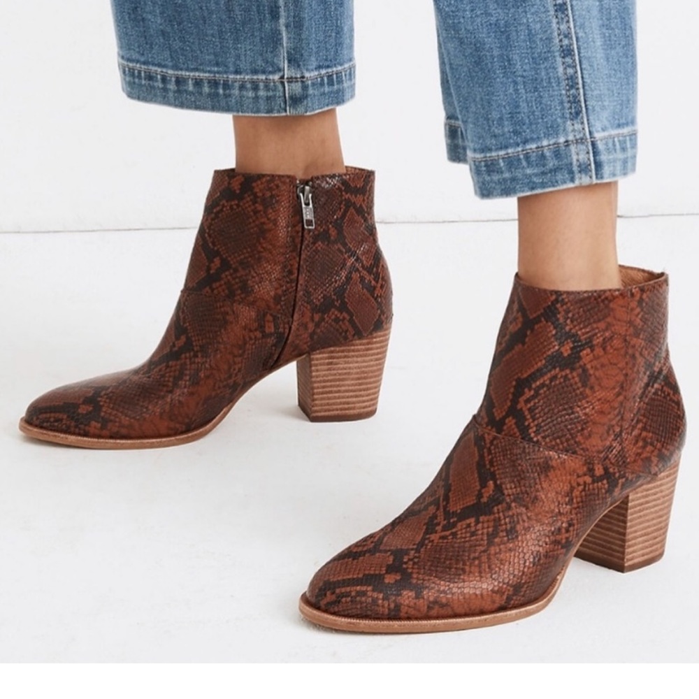 Madewell Snake Print Ankle Booties - Brown